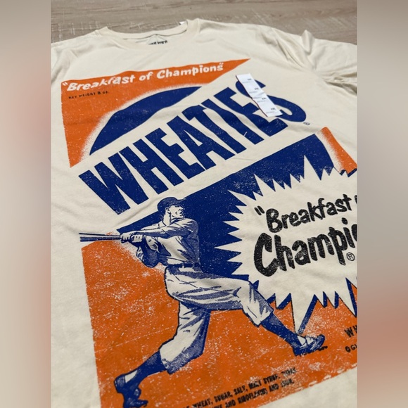 Wheaties Men’s Breakfast of Champions cereal Baseball Graphic shirt cream XXL - Picture 6 of 10